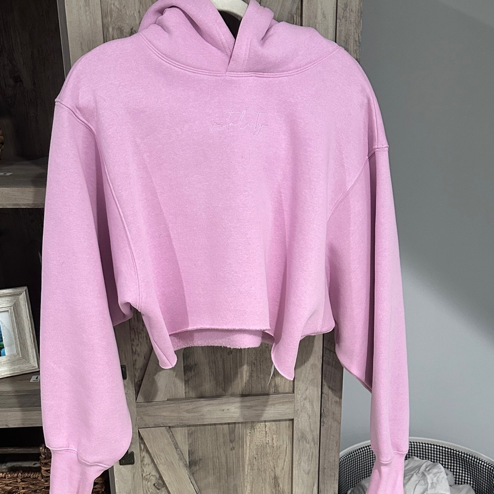 Vitality Cropped Hooded Sweatshirt in Light Pink